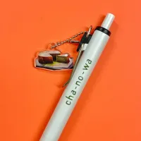 【多山文具オリジナル】Light the Town　茶の環　ユニボールワン＆チャーム　uni-ball one　黒　0.5mm　広島県　ご当地　抹茶満月　バターケーキ